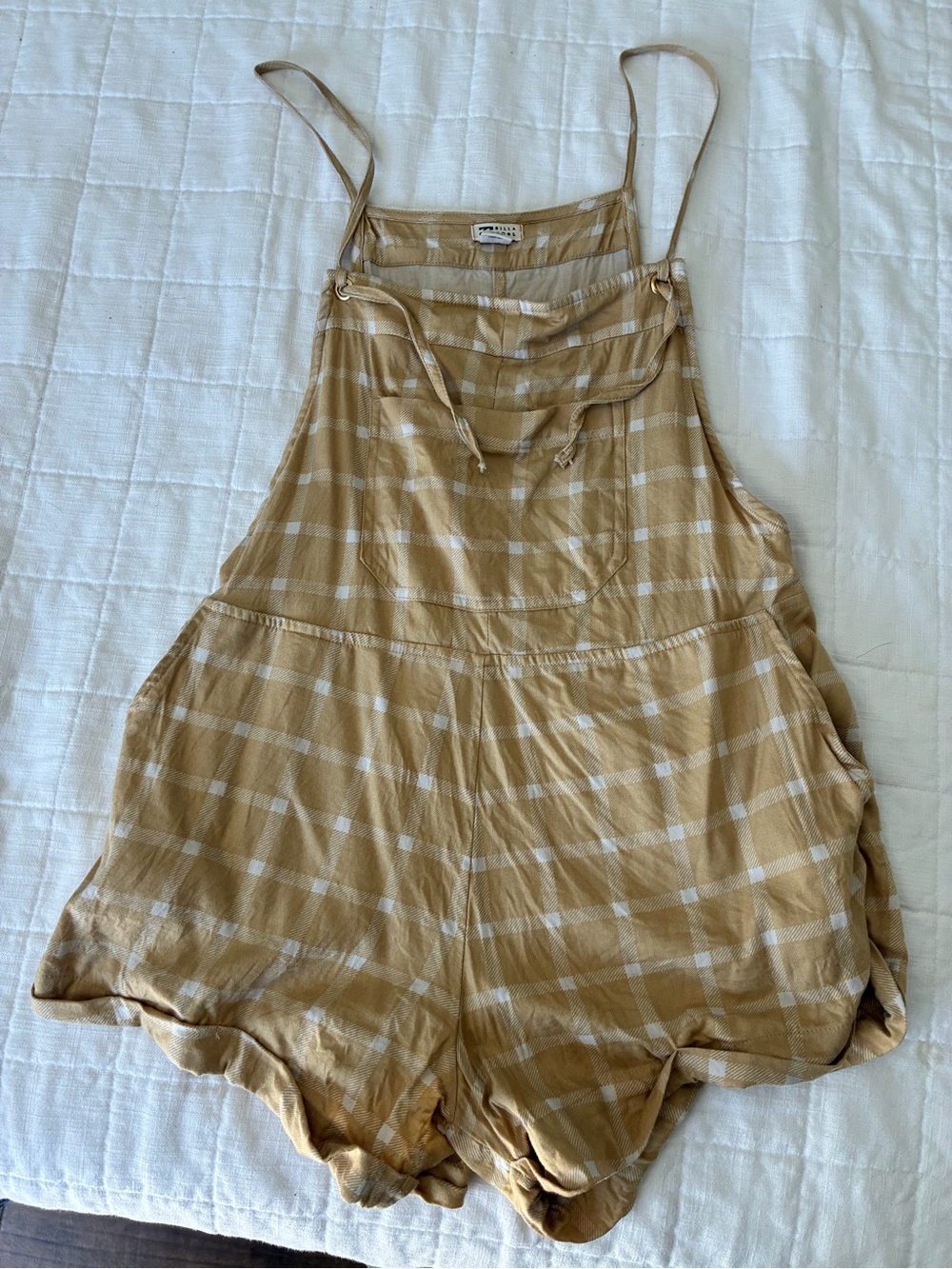 Billabong Mustard and Cream Plaid Romper